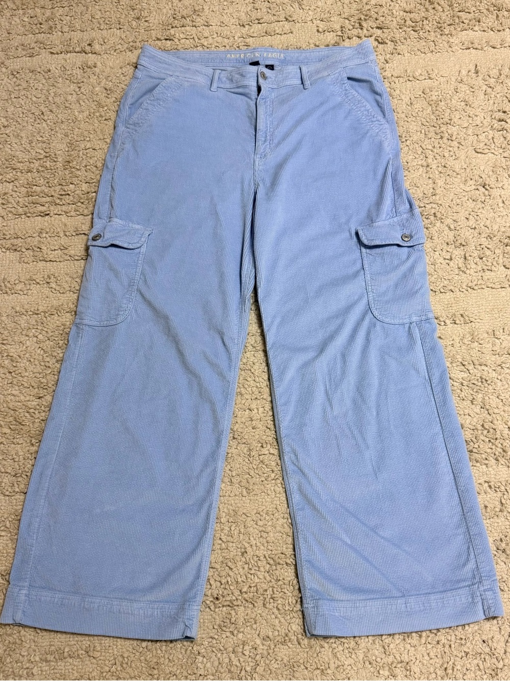 American Eagle Super High-Rise Baggy Wide Leg Corduroy Pants With Stretch Sz 16R
